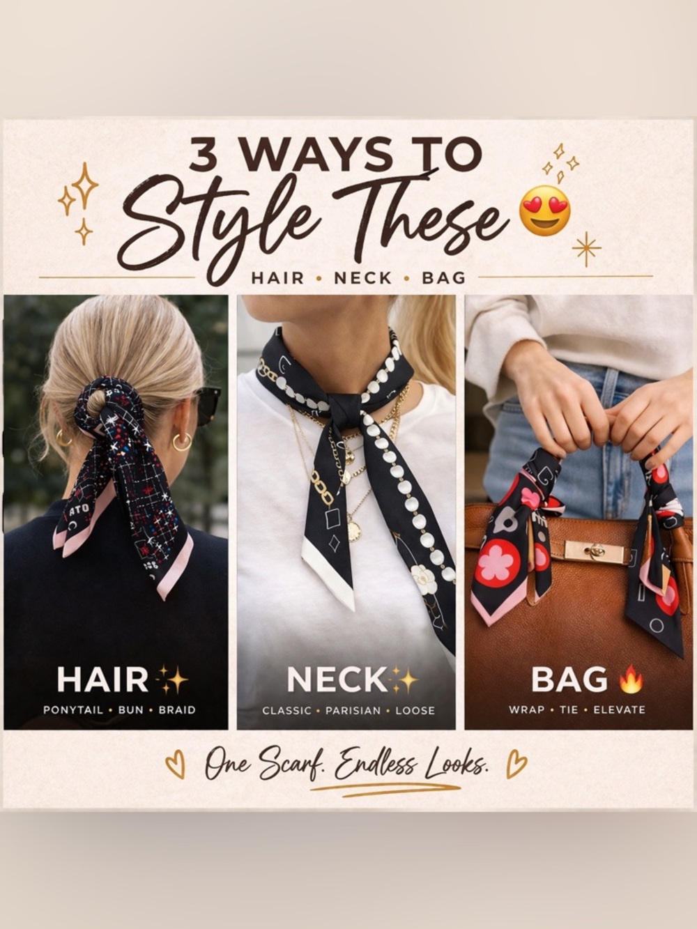 Silky Twilly Scarf For Hair, Neck, Bag, Wrap Parisian Chic Giftable